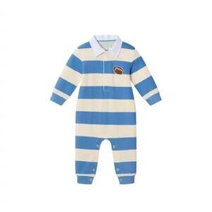 NEW ANDY & EVAN kid's polo romper in blue/cream